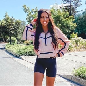 Missguided pink and black quarter zip windbreaker
